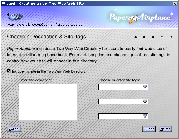 New Site Wizard - Choose Tags